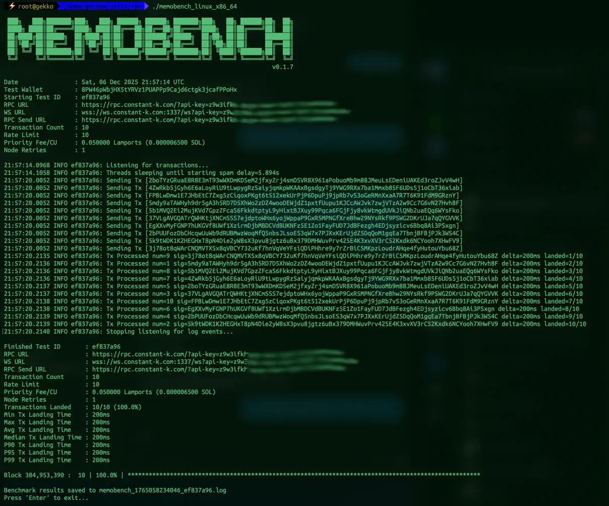 constant•k weekly memobench test